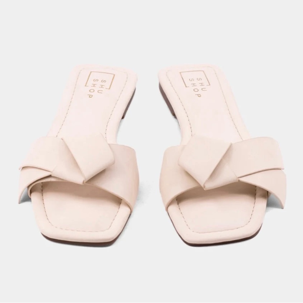 ShuShop Cream Slide Sandals Minimalist Design